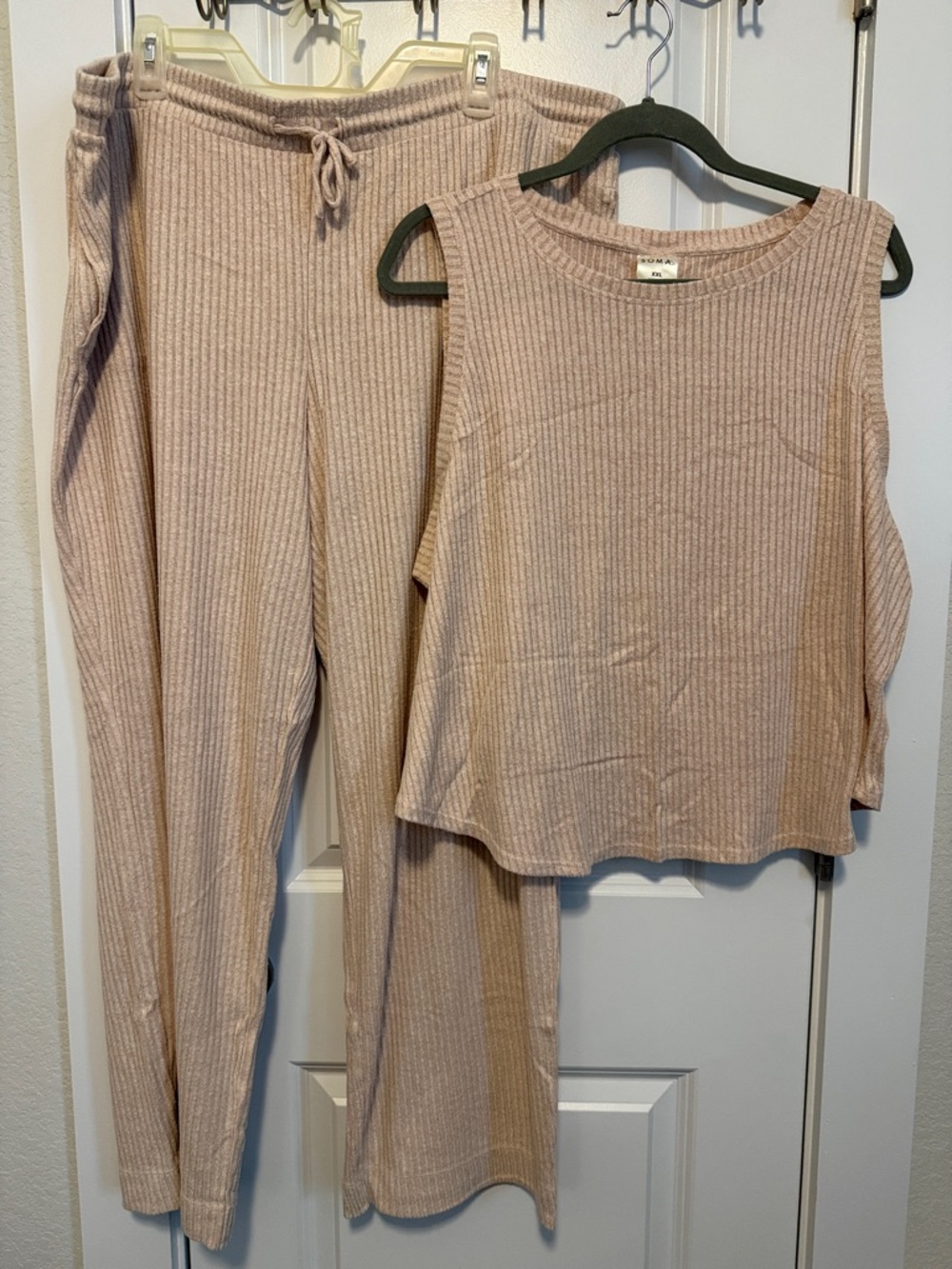 Soma Ribbed Two-Piece Sleep Set in Blush